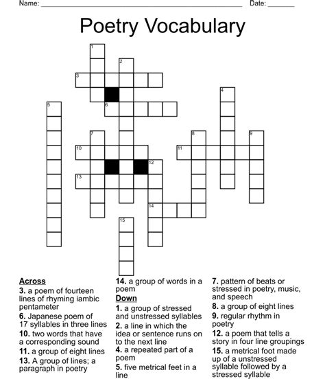Poetic foot crossword - The Crossword Solver found 30 answers to "Poetic part", 4 letters crossword clue. The Crossword Solver finds answers to classic crosswords and cryptic crossword puzzles. Enter the length or pattern for better results. Click the answer to find similar crossword clues . Enter a Crossword Clue.